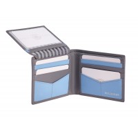 London Leathergoods Contrast Colour Bifold Notecase with a Flapped ID Window